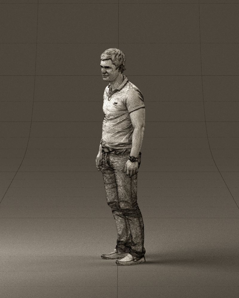 Man in dark blue polo regular jeans 0878 3D Print Ready 3D print model_33