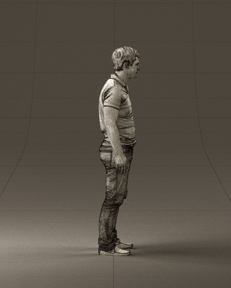 Man in dark blue polo regular jeans 0878 3D Print Ready 3D print model_28