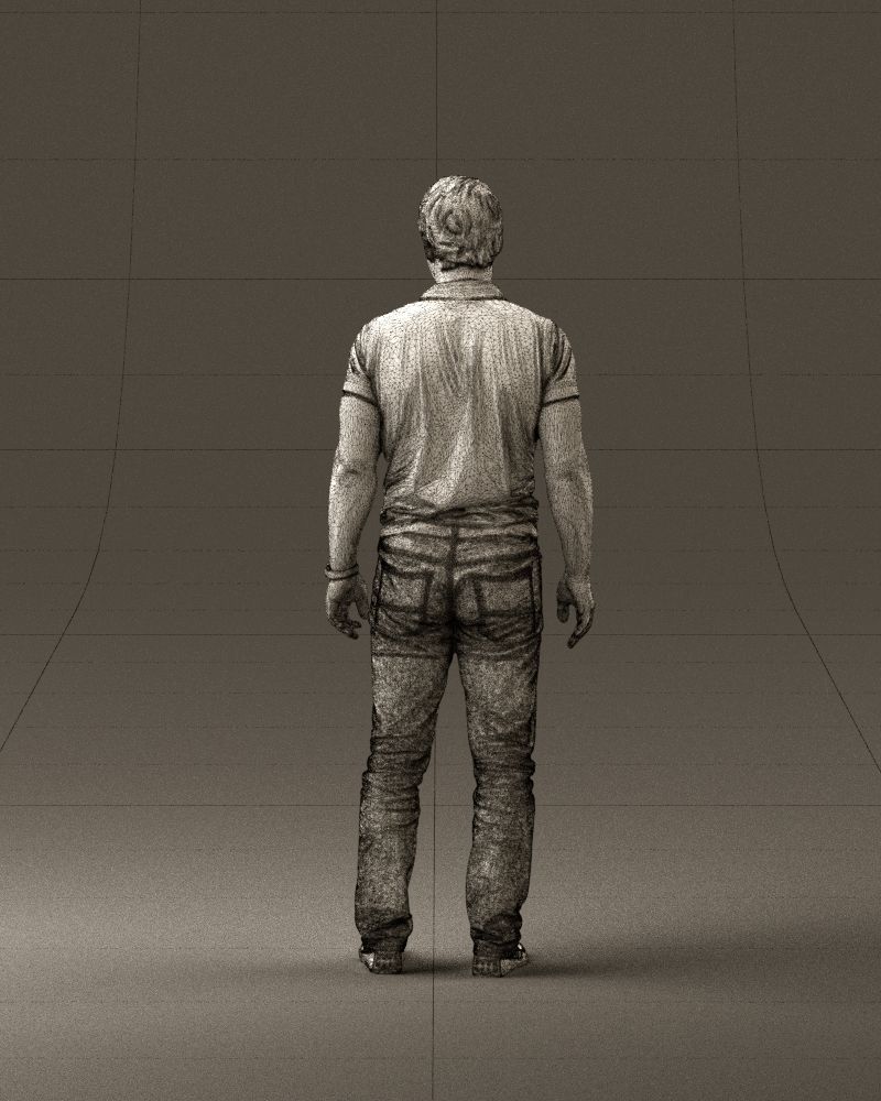 Man in dark blue polo regular jeans 0878 3D Print Ready 3D print model_30