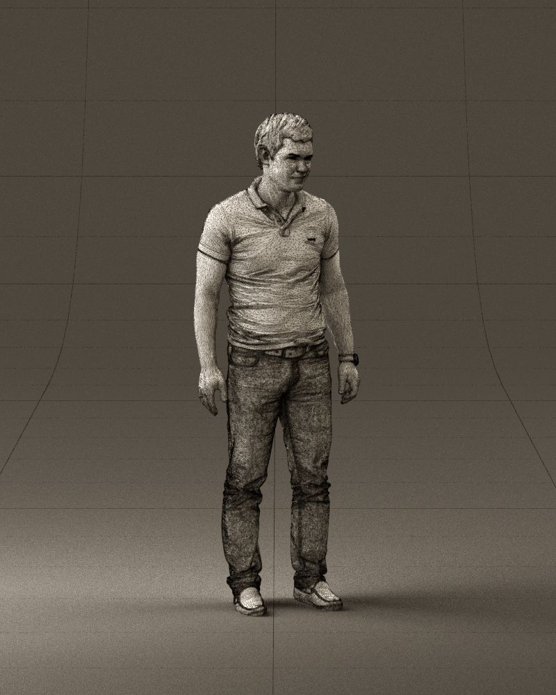 Man in dark blue polo regular jeans 0878 3D Print Ready 3D print model_26