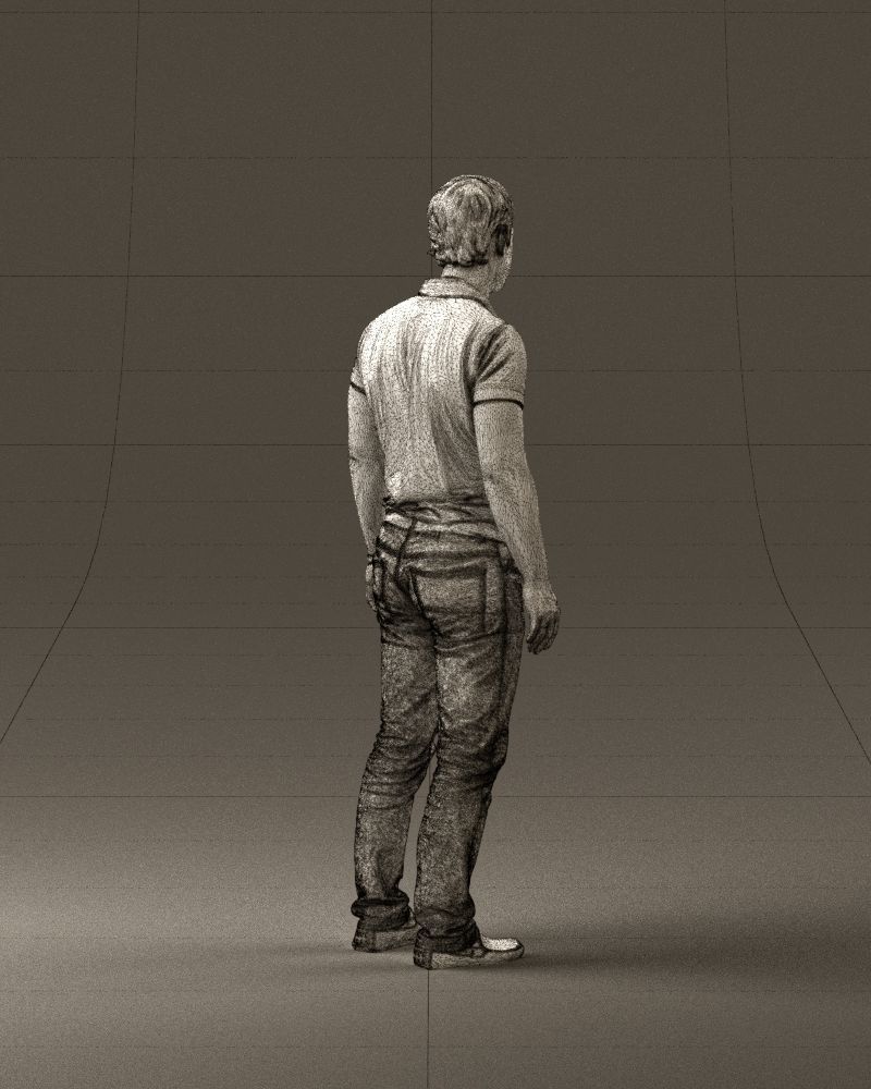 Man in dark blue polo regular jeans 0878 3D Print Ready 3D print model_29