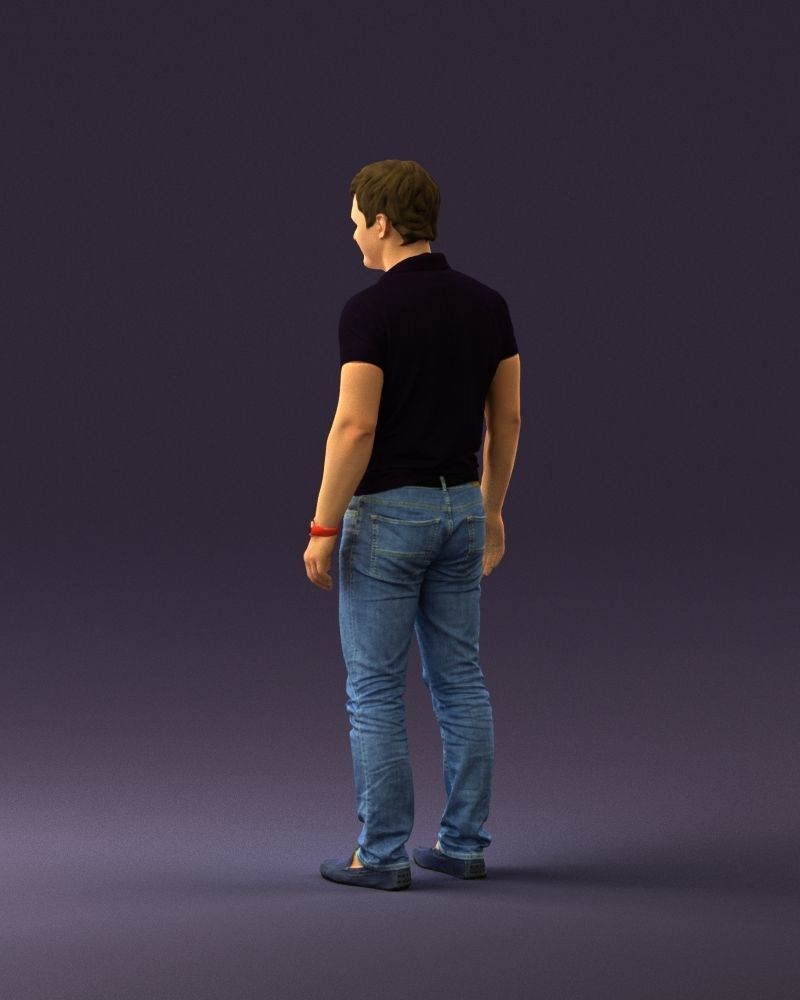 Man in dark blue polo regular jeans 0878 3D Print Ready 3D print model_19