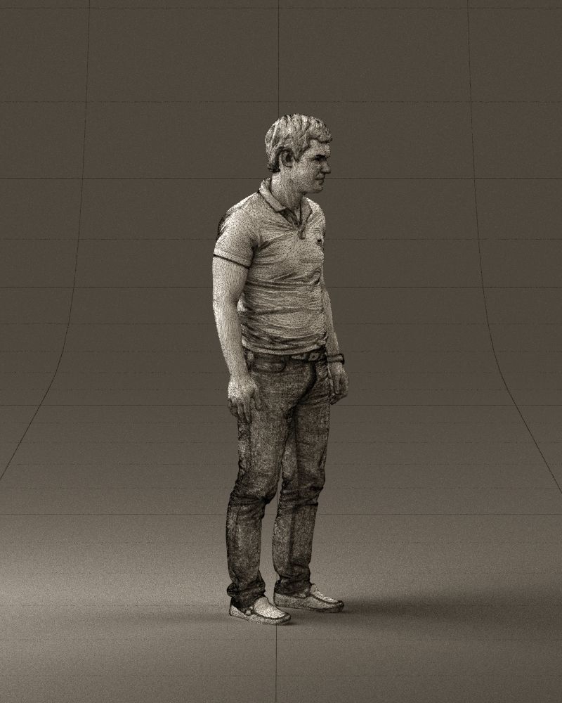 Man in dark blue polo regular jeans 0878 3D Print Ready 3D print model_27