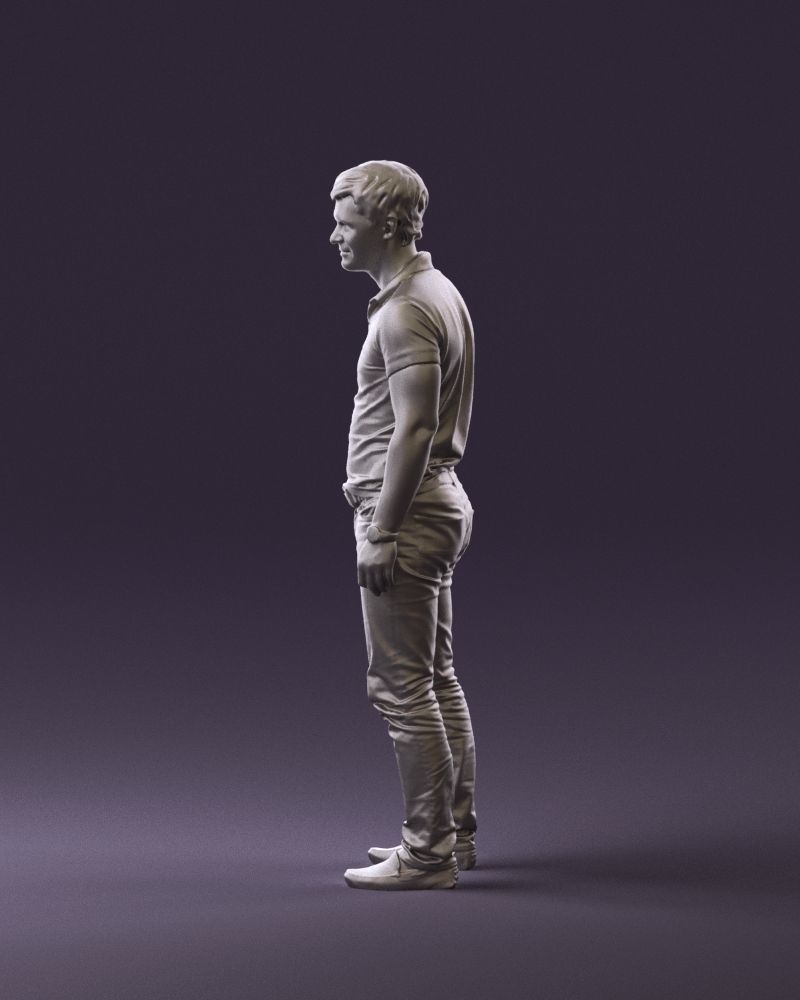 Man in dark blue polo regular jeans 0878 3D Print Ready 3D print model_8