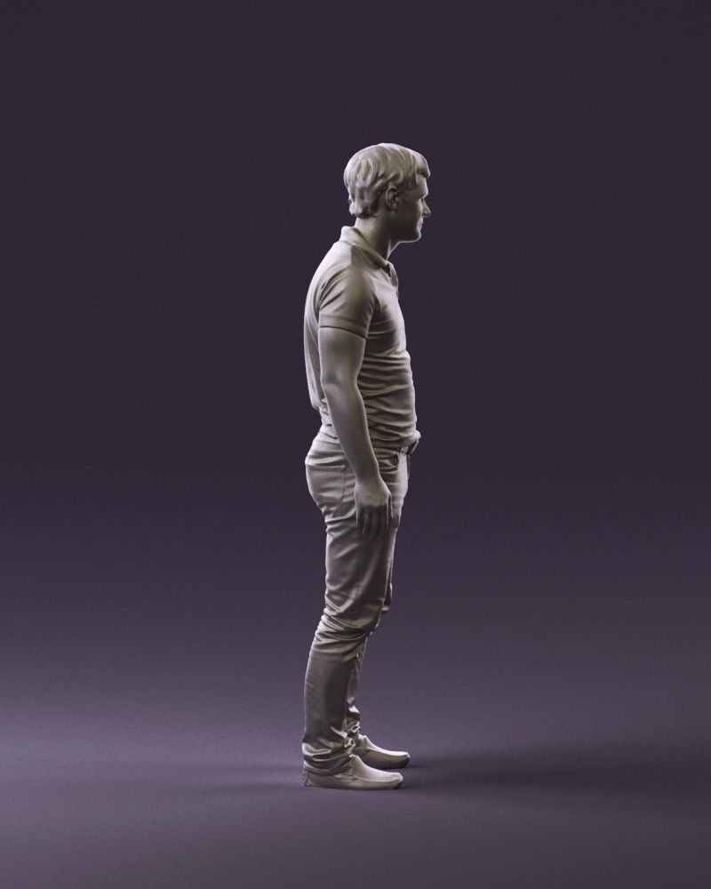 Man in dark blue polo regular jeans 0878 3D Print Ready 3D print model_4