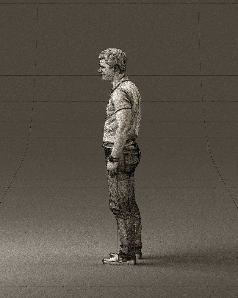 Man in dark blue polo regular jeans 0878 3D Print Ready 3D print model_32