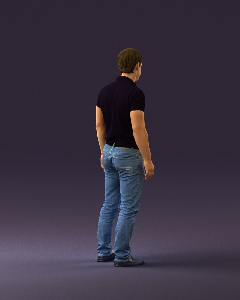 Man in dark blue polo regular jeans 0878 3D Print Ready 3D print model_17