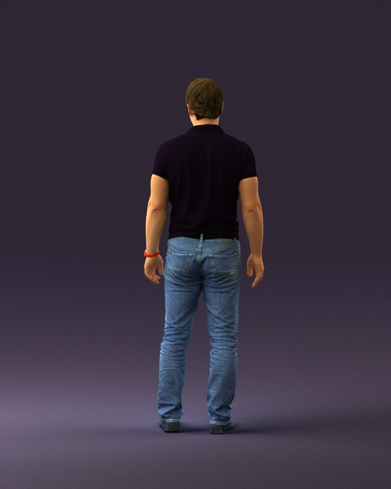 Man in dark blue polo regular jeans 0878 3D Print Ready 3D print model_18