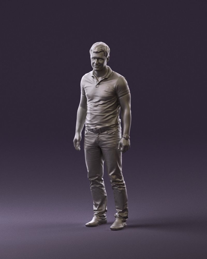 Man in dark blue polo regular jeans 0878 3D Print Ready 3D print model_10