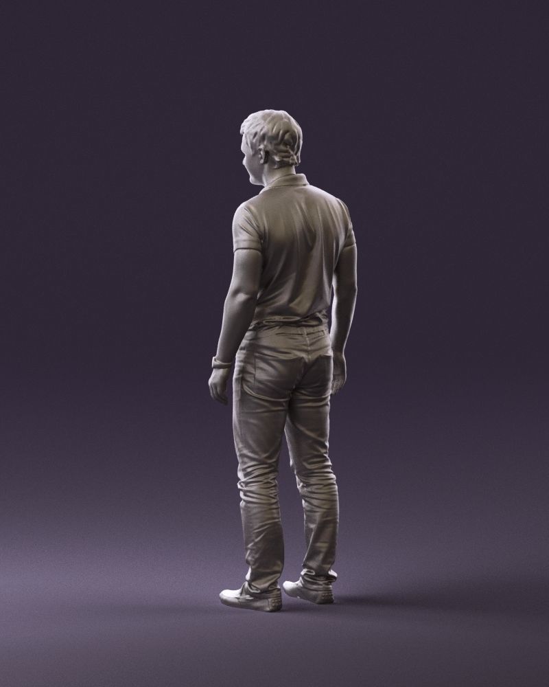 Man in dark blue polo regular jeans 0878 3D Print Ready 3D print model_7