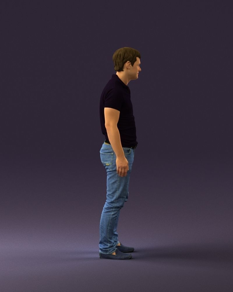 Man in dark blue polo regular jeans 0878 3D Print Ready 3D print model_16