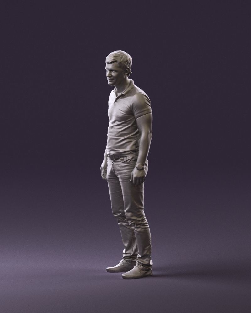 Man in dark blue polo regular jeans 0878 3D Print Ready 3D print model_9