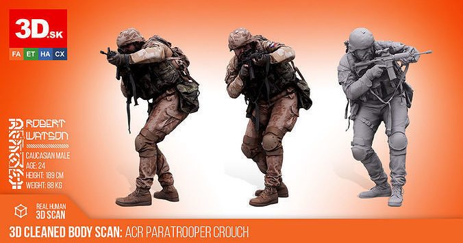 Cleaned 3D scan Robert Watson ACR Paratrooper Crouch 3D model