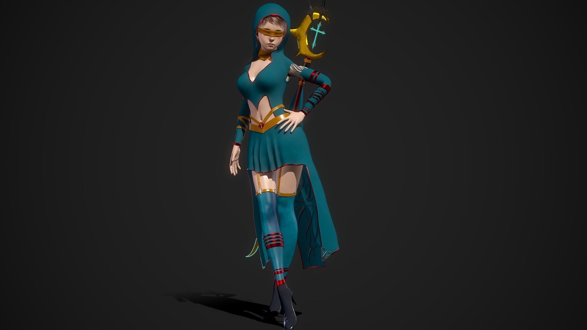 Nun Girl Low-poly 3D model_6