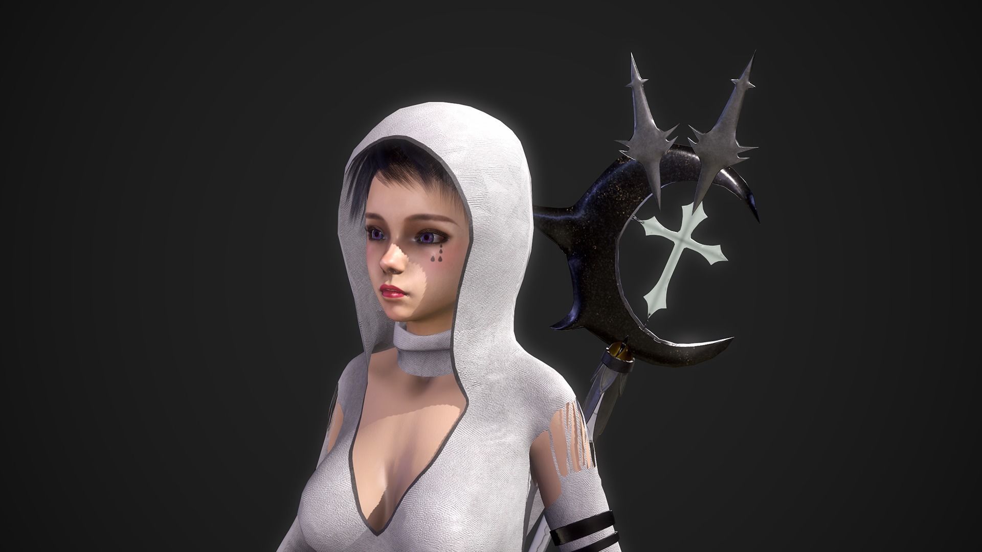 Nun Girl Low-poly 3D model_13