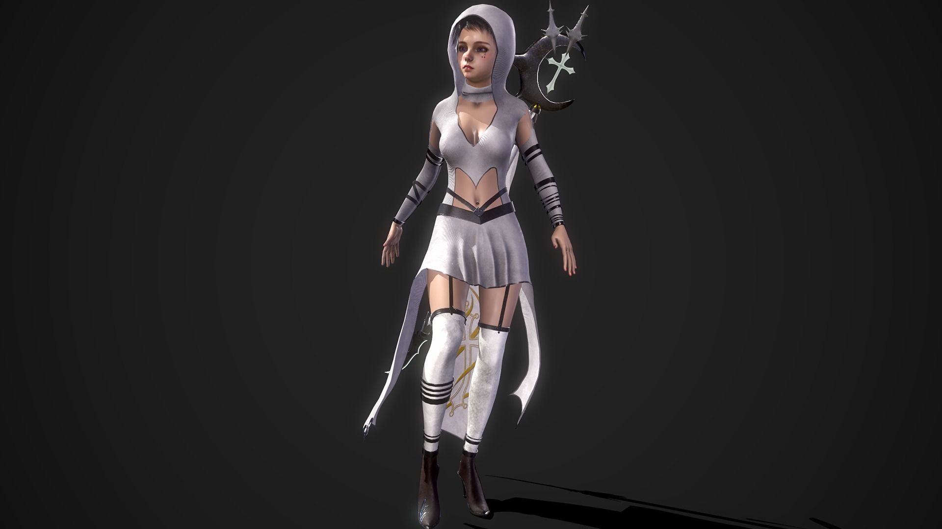 Nun Girl Low-poly 3D model_14