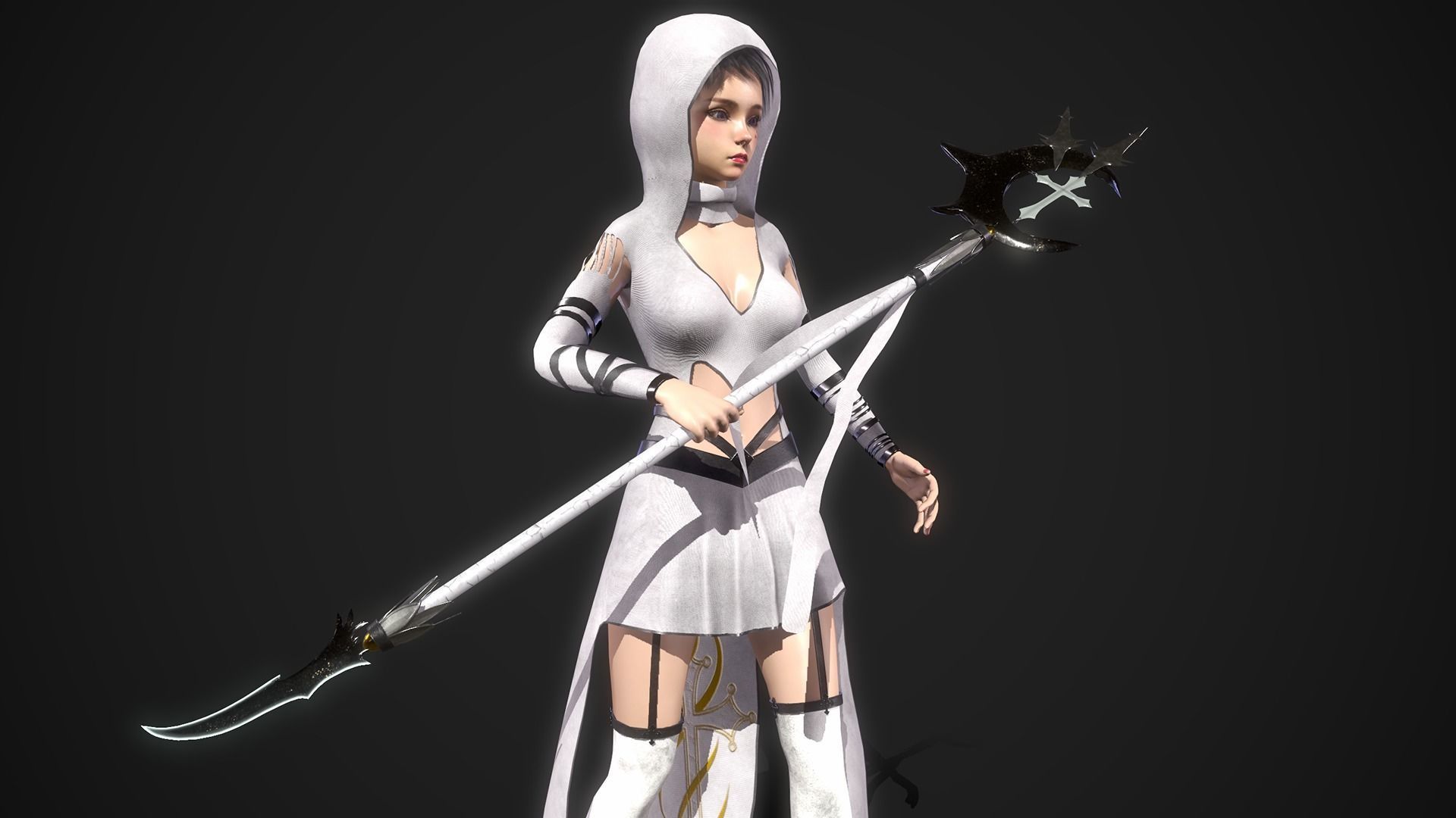 Nun Girl Low-poly 3D model_16