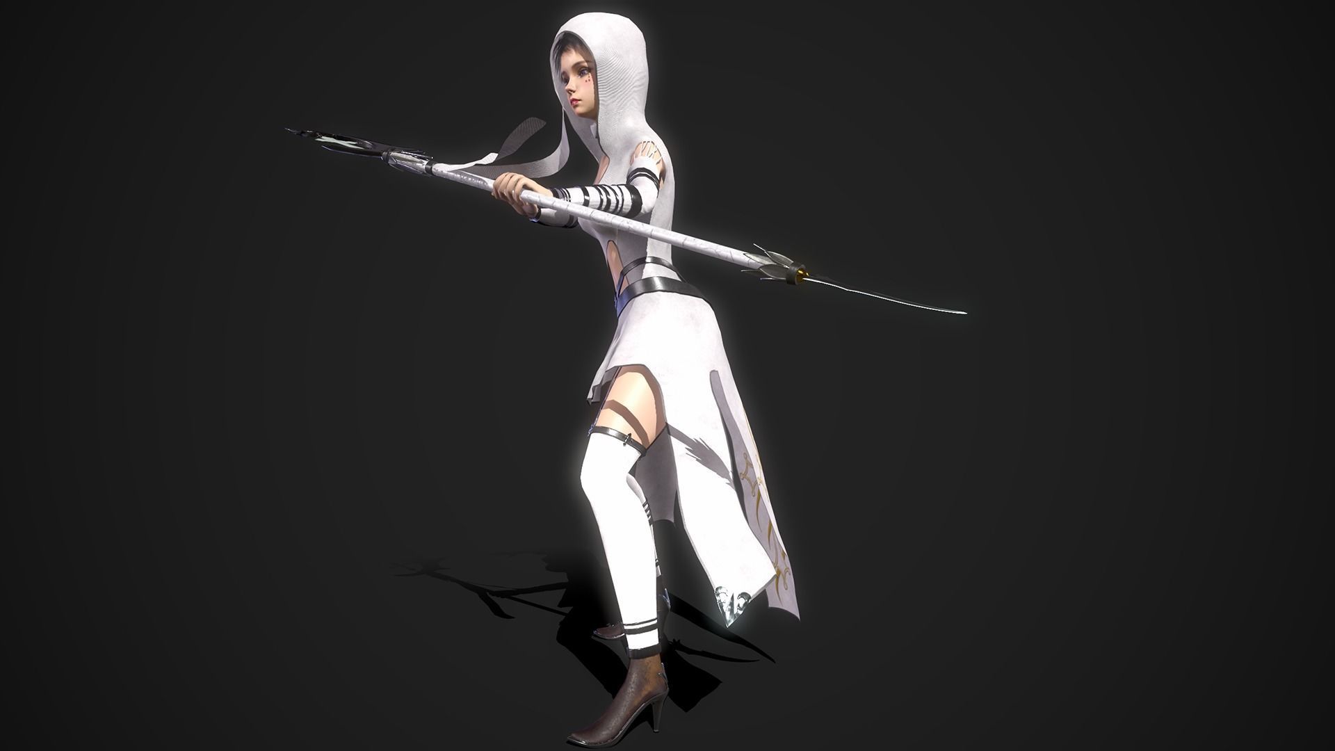 Nun Girl Low-poly 3D model_19