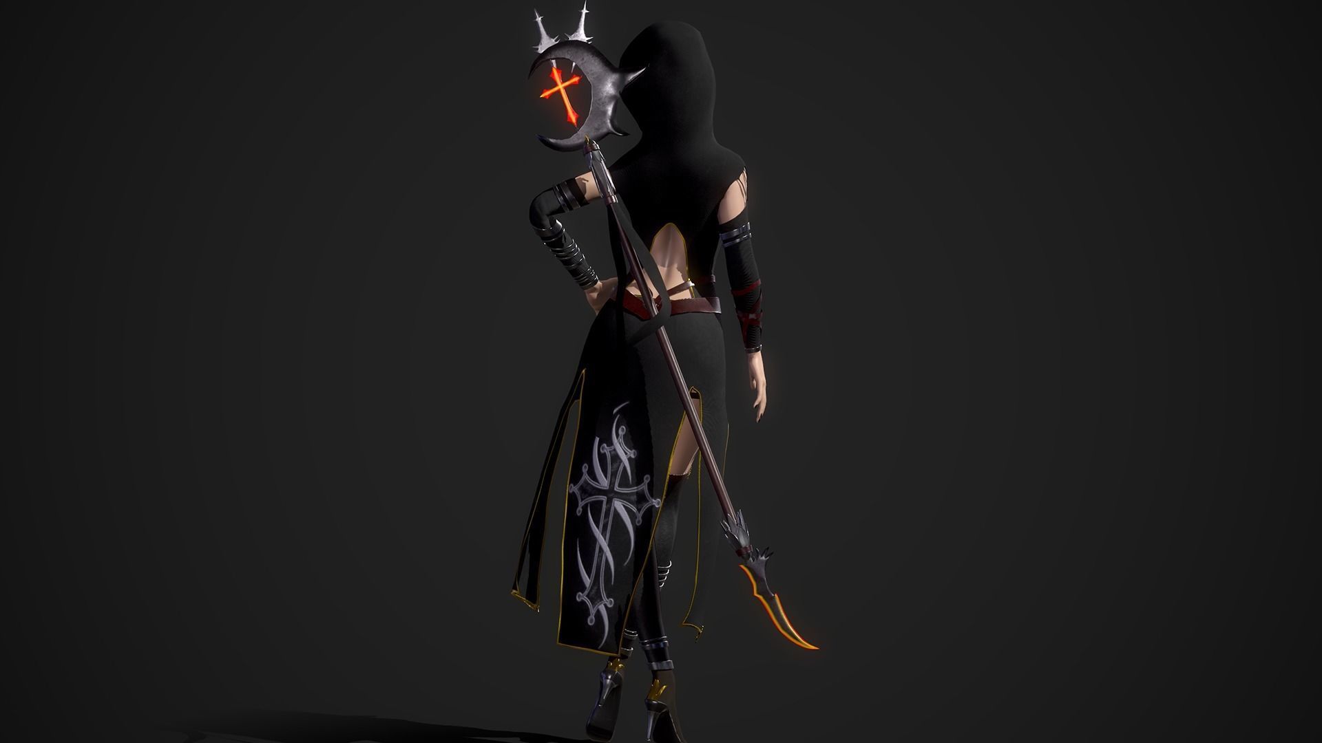 Nun Girl Low-poly 3D model_5