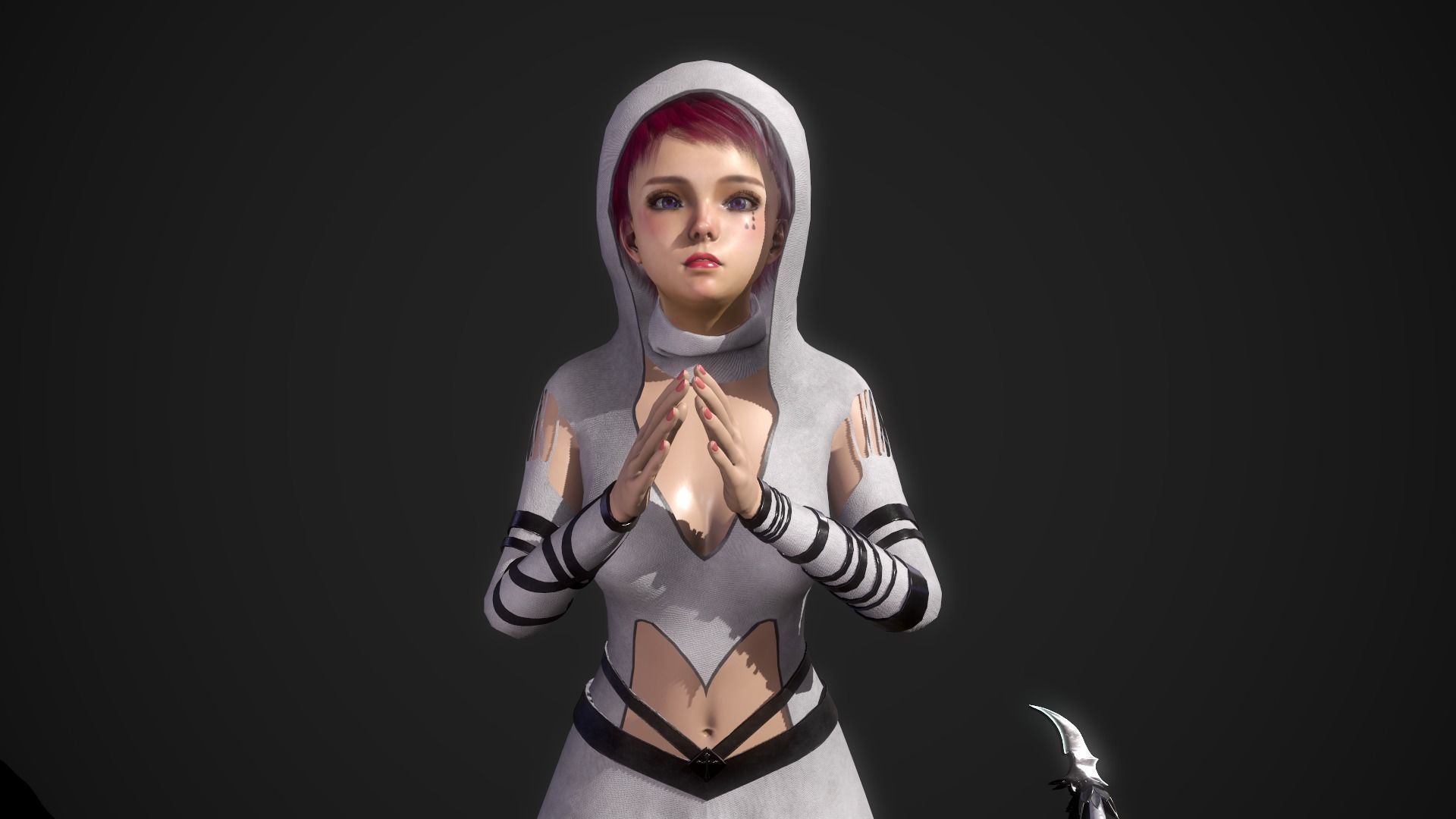 Nun Girl Low-poly 3D model_2