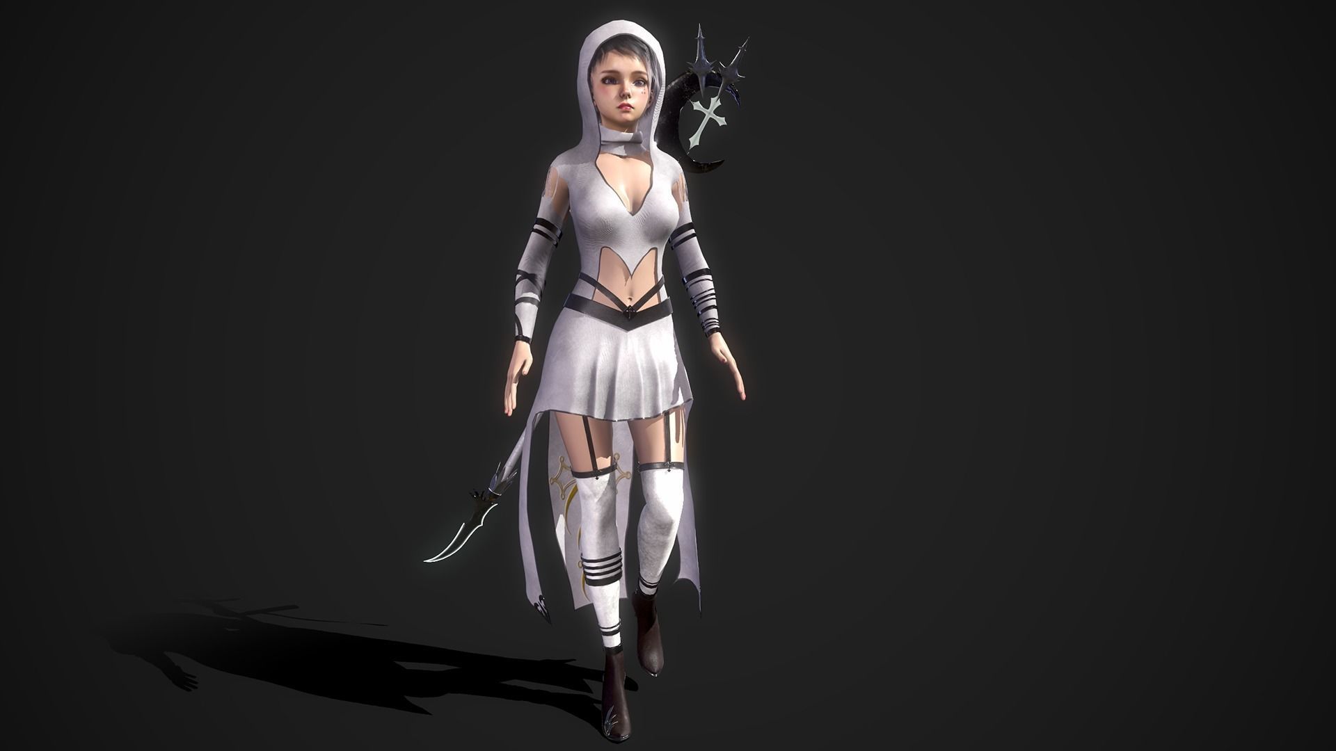 Nun Girl Low-poly 3D model_12