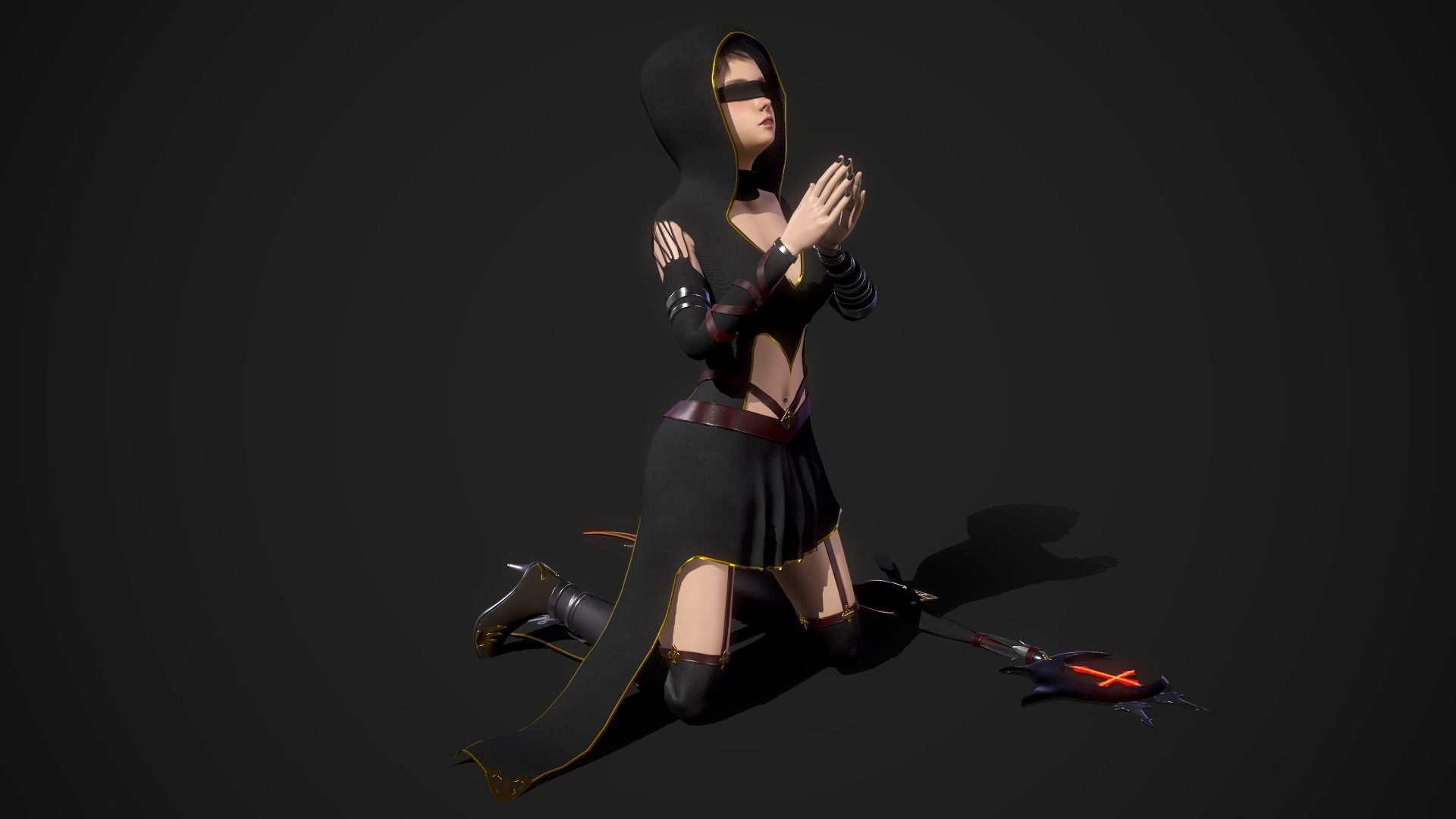 Nun Girl Low-poly 3D model_3