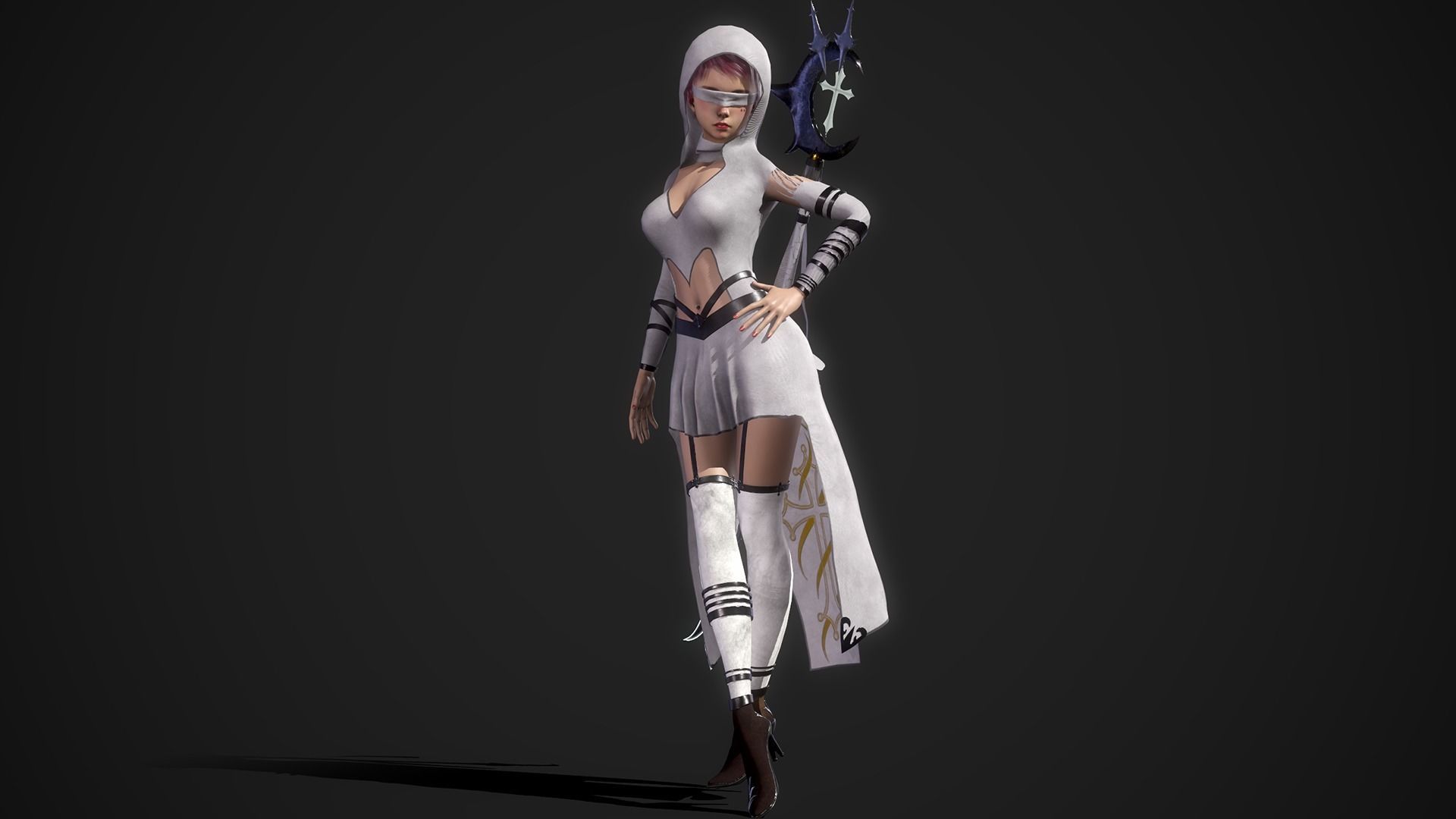Nun Girl Low-poly 3D model_8