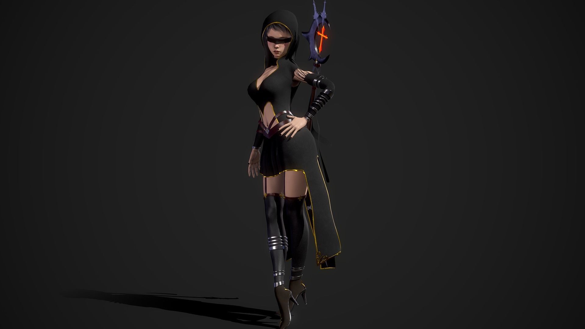 Nun Girl Low-poly 3D model_4