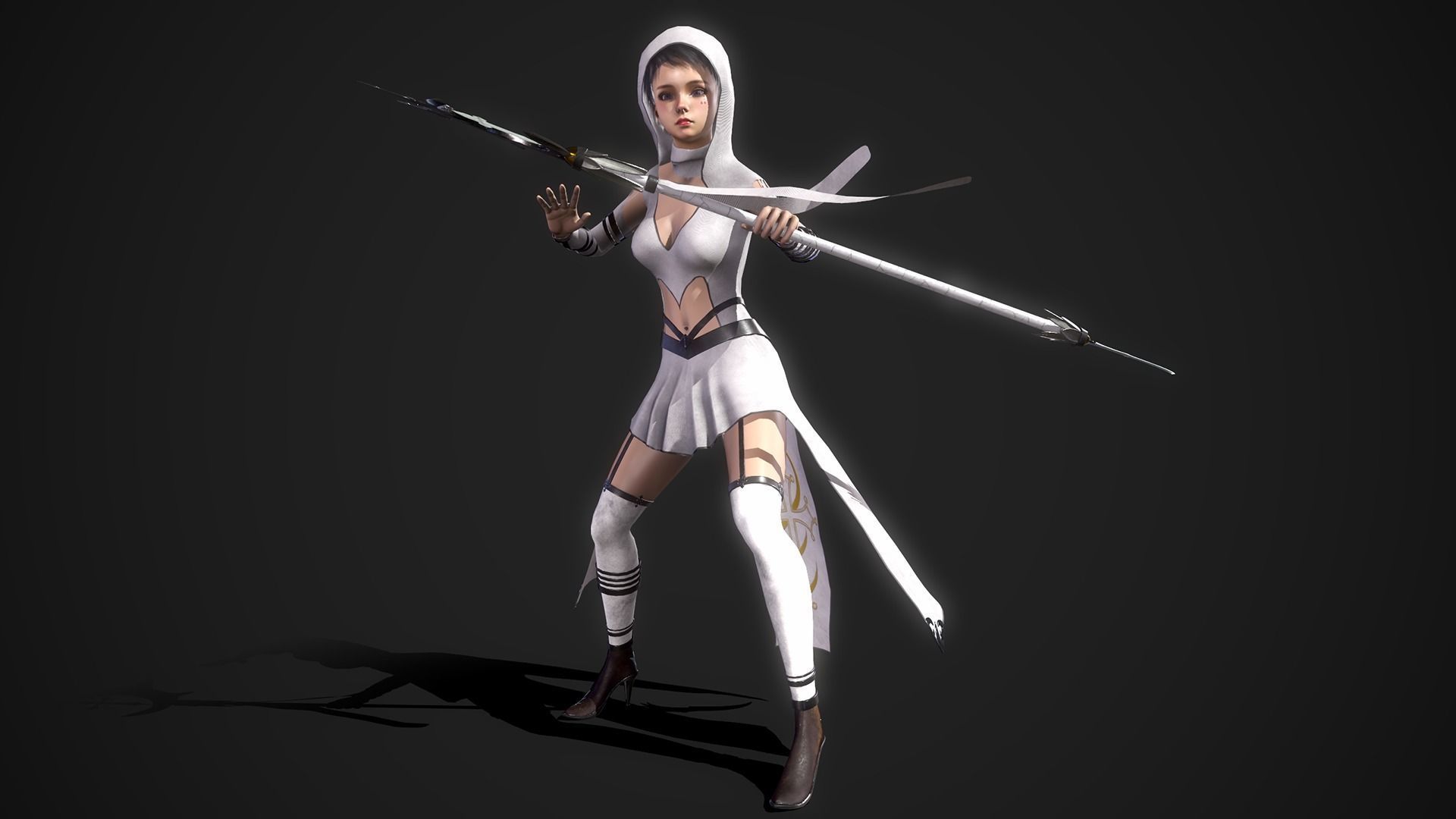 Nun Girl Low-poly 3D model_18