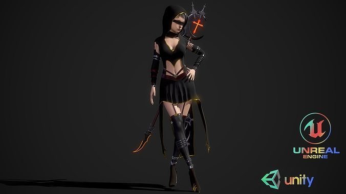 Nun Girl Low-poly 3D model