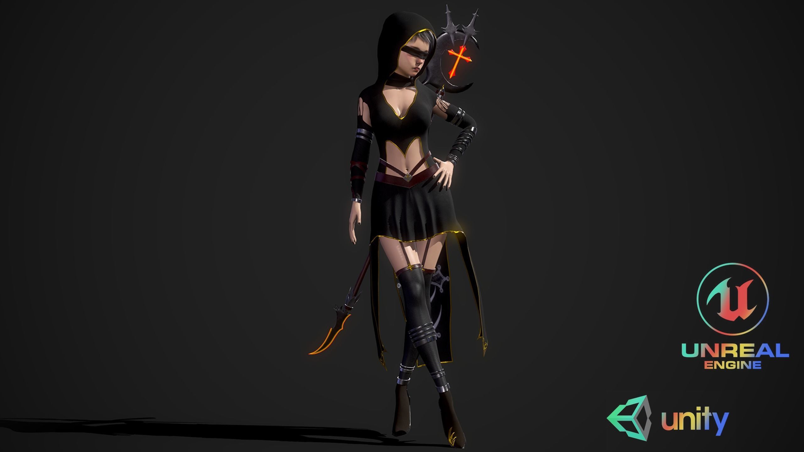 Nun Girl Low-poly 3D model_0