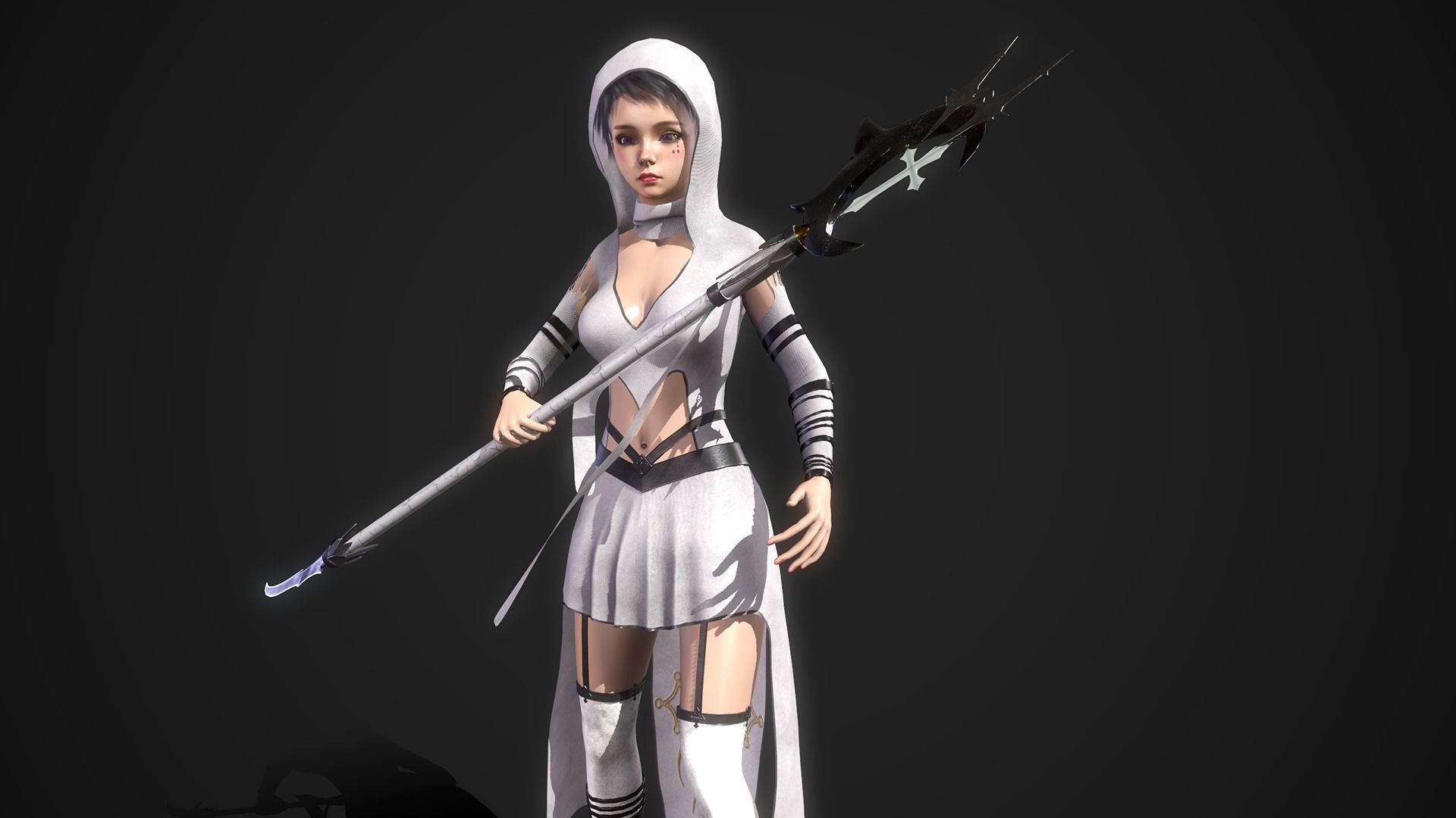 Nun Girl Low-poly 3D model_15