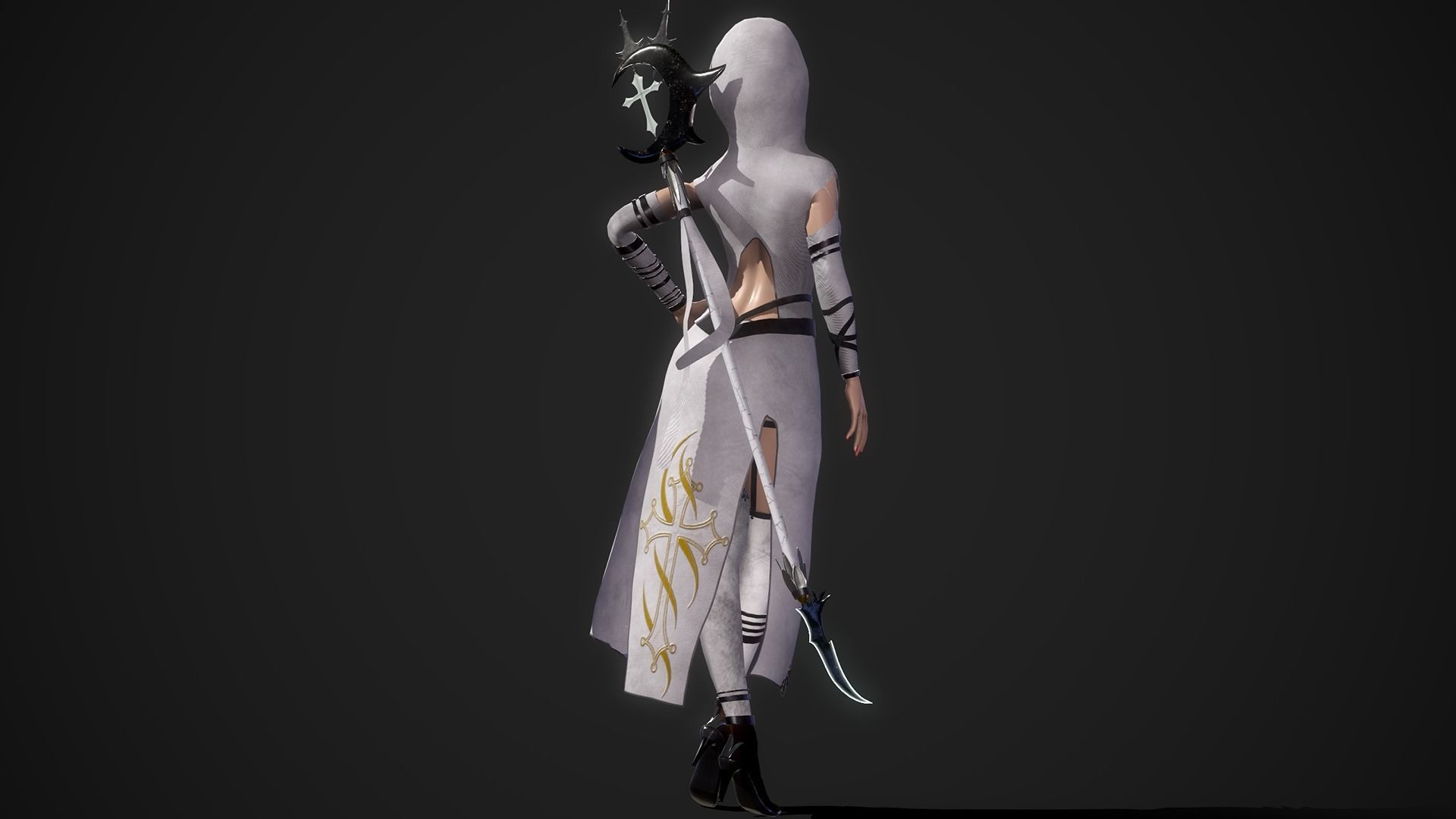 Nun Girl Low-poly 3D model_9