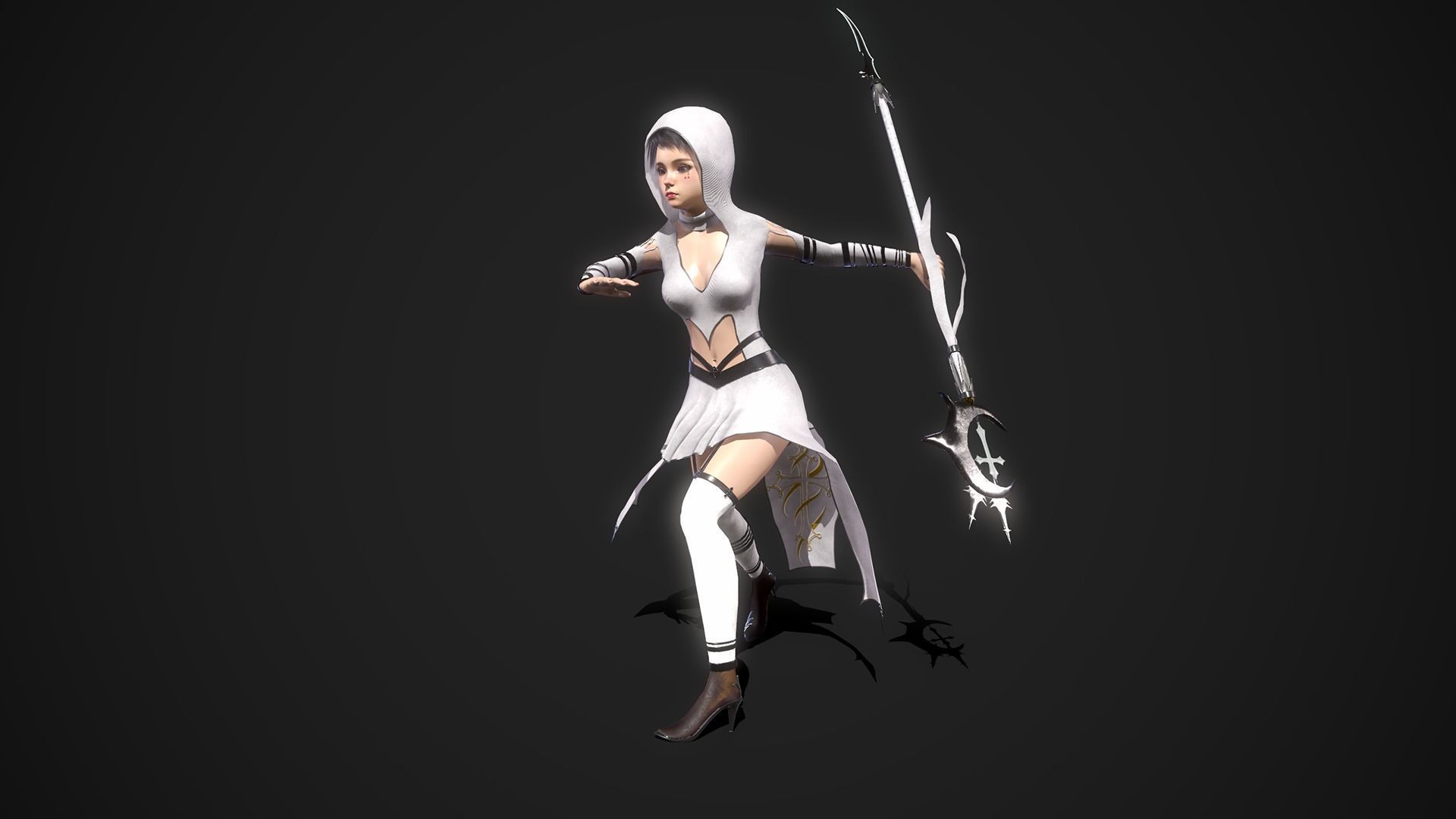 Nun Girl Low-poly 3D model_20