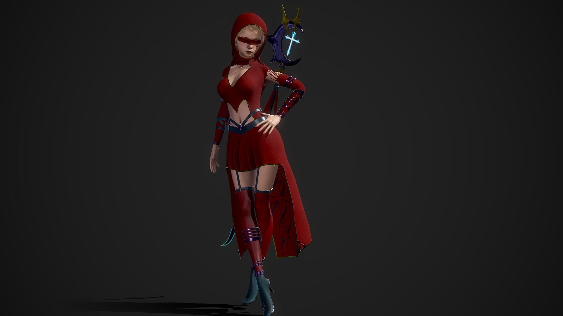 Nun Girl Low-poly 3D model_10