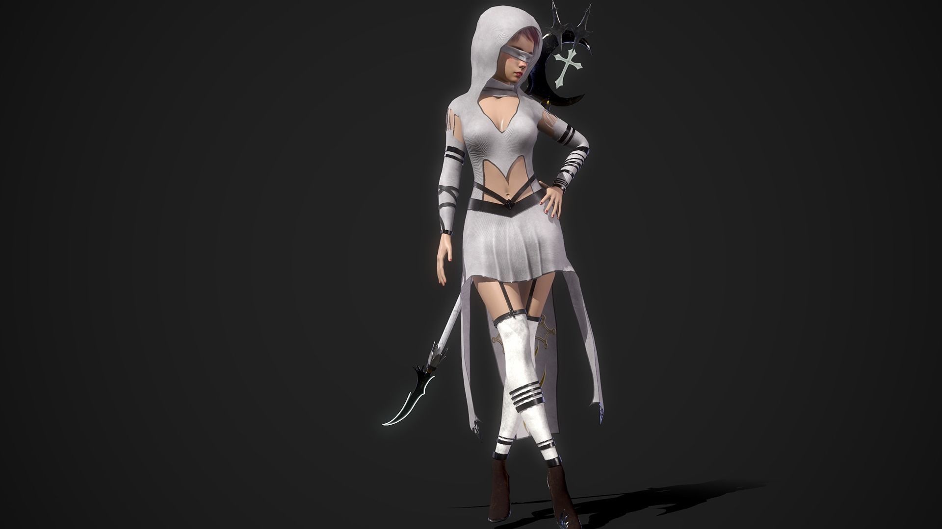 Nun Girl Low-poly 3D model_7