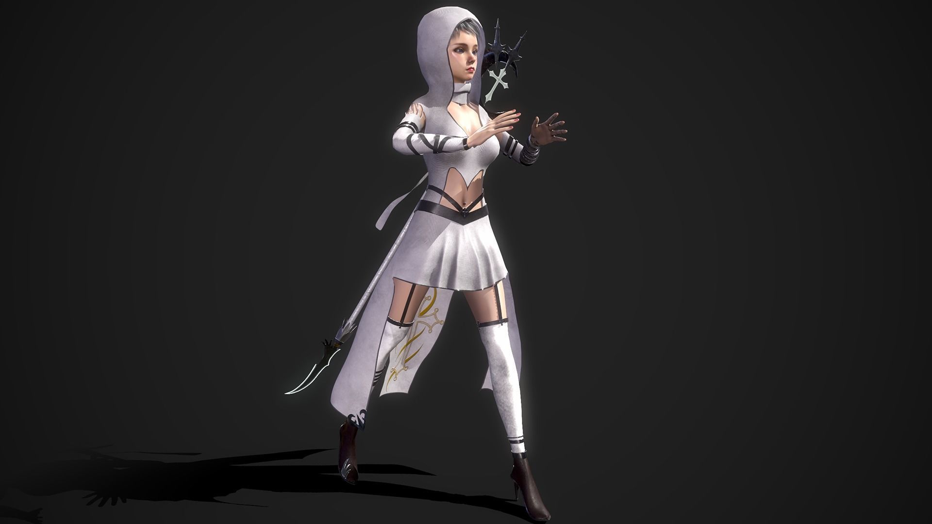 Nun Girl Low-poly 3D model_17
