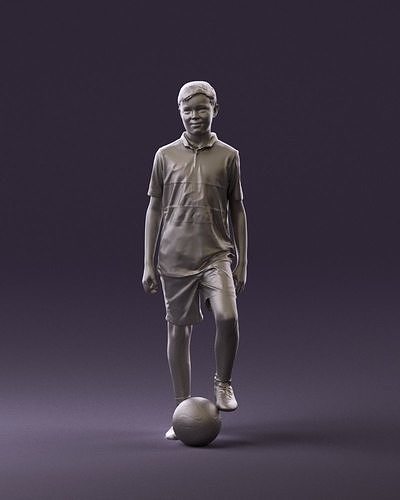 Soccer boy in red form with ball 0898 3D Print Ready 3D print model