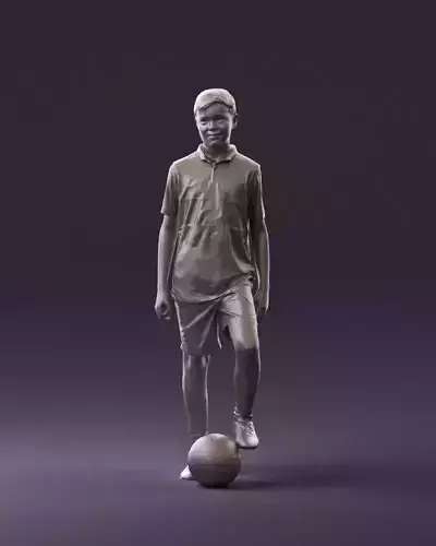 Soccer boy in red form with ball 0898 3D Print Ready 3D print model