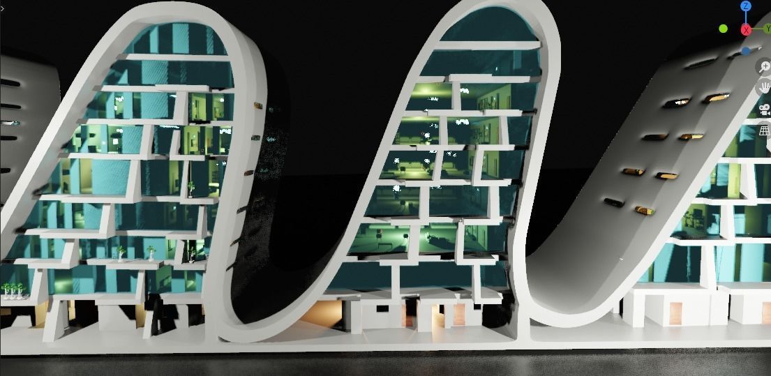 the wave building zaha hadid 3D model_7