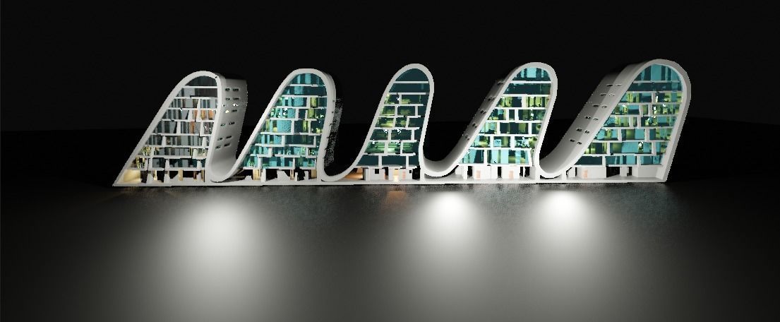 the wave building zaha hadid 3D model_2