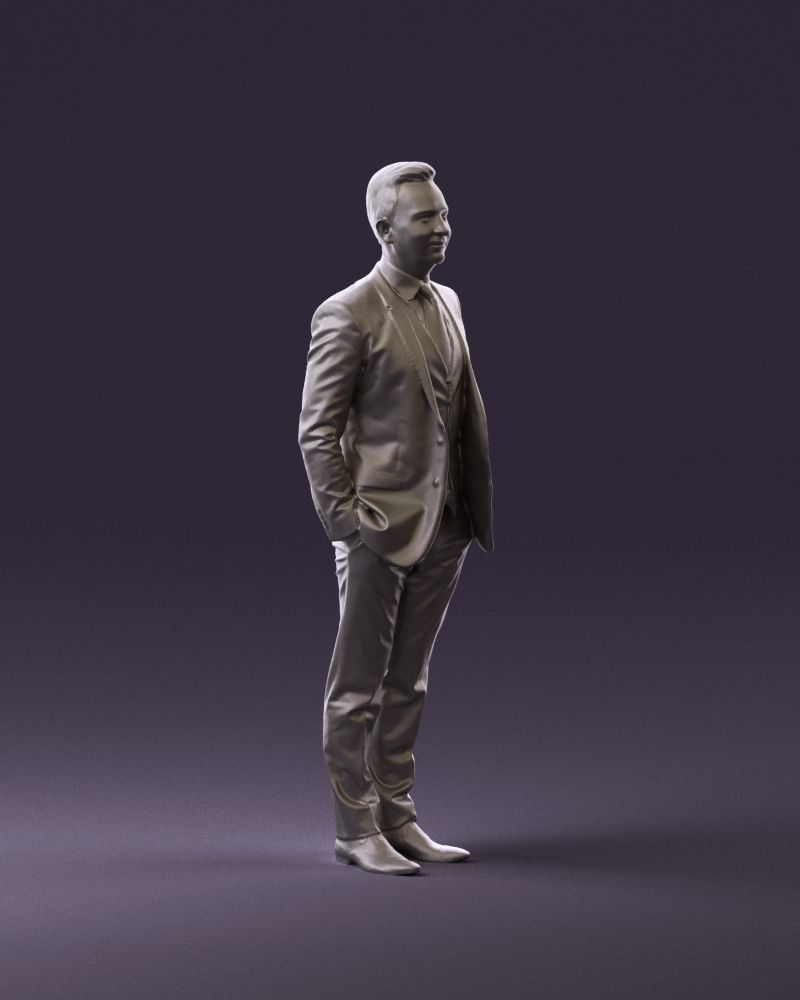Man in black suit hair style hand in pockets 0907 3D model_15