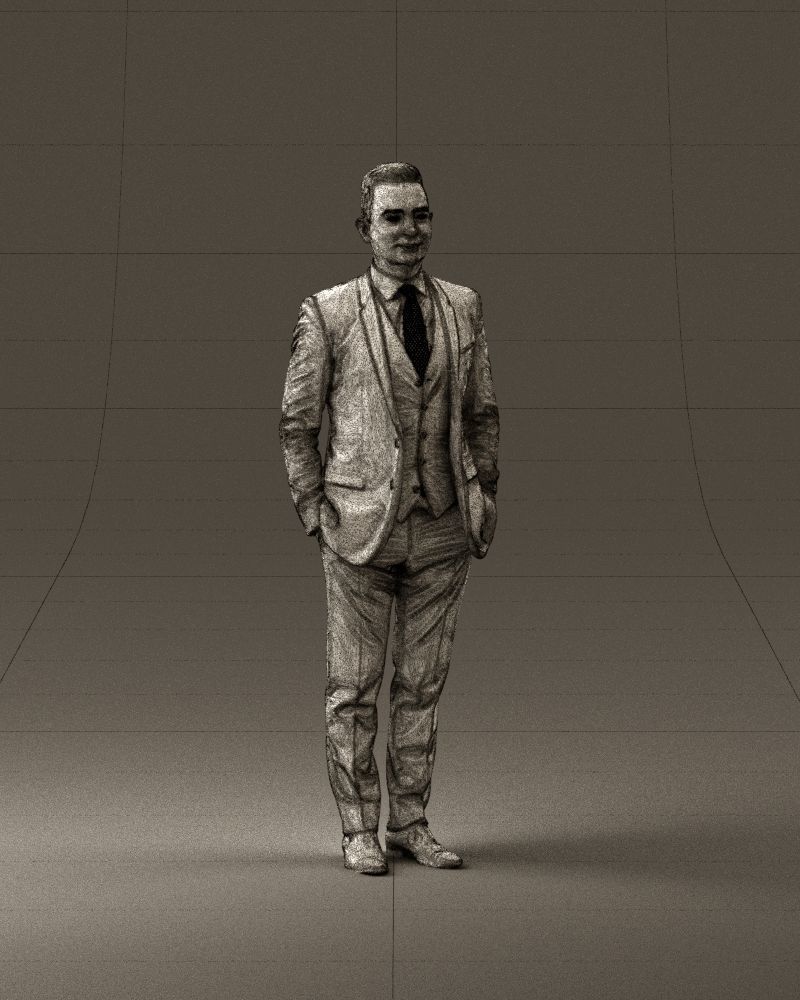 Man in black suit hair style hand in pockets 0907 3D model_26