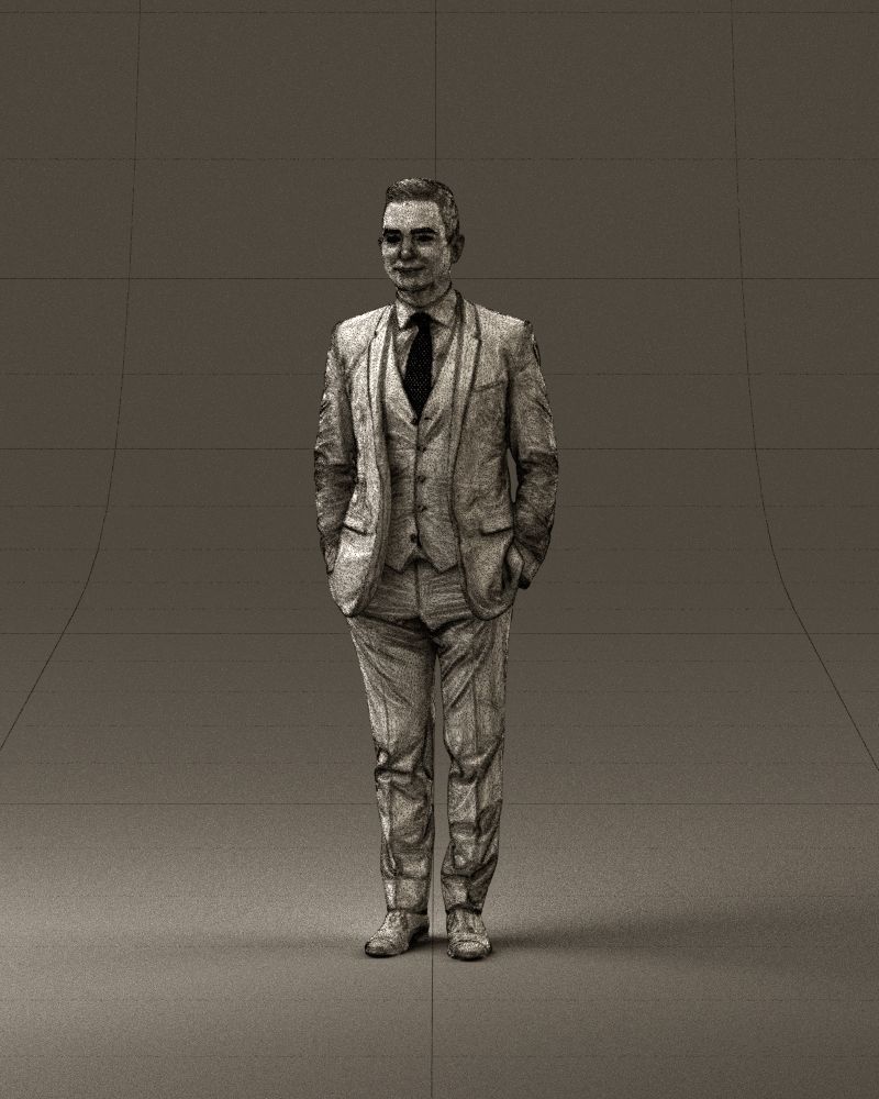 Man in black suit hair style hand in pockets 0907 3D model_35