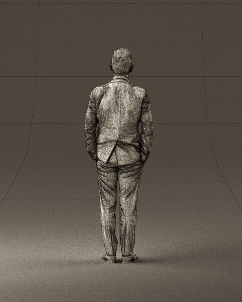 Man in black suit hair style hand in pockets 0907 3D model_30