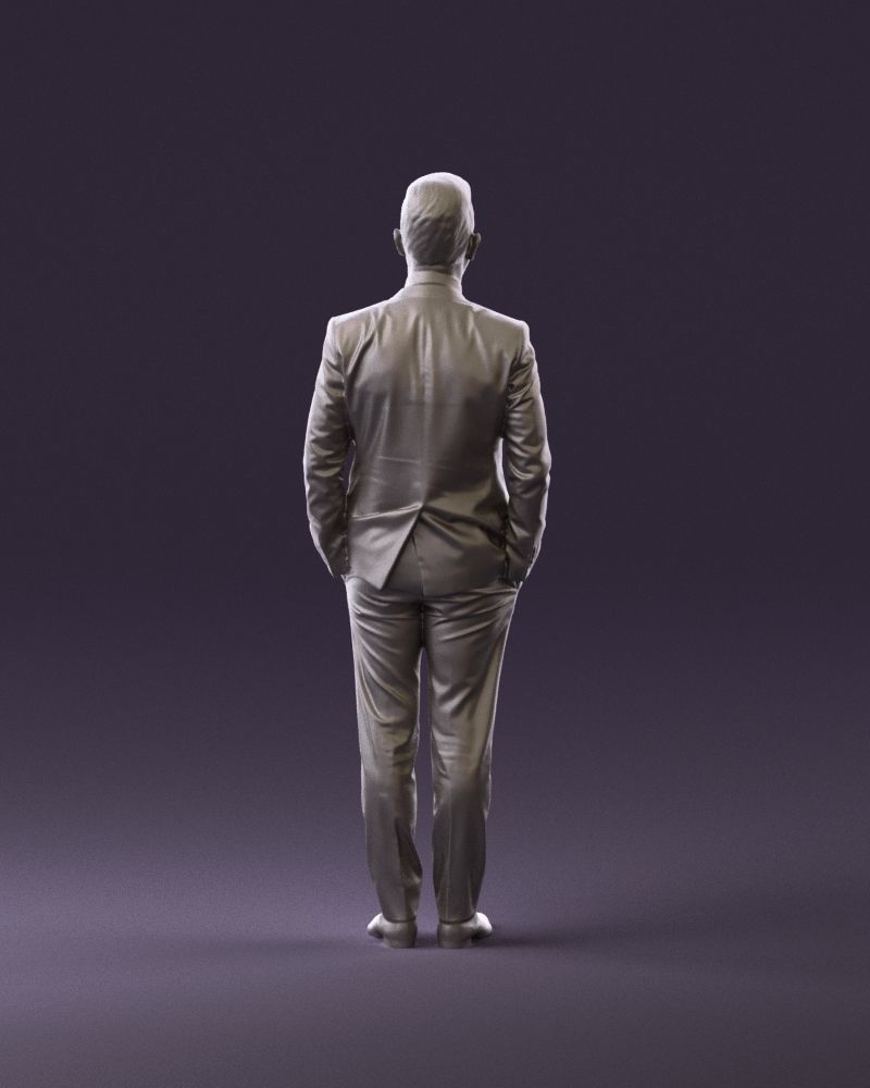 Man in black suit hair style hand in pockets 0907 3D model_18