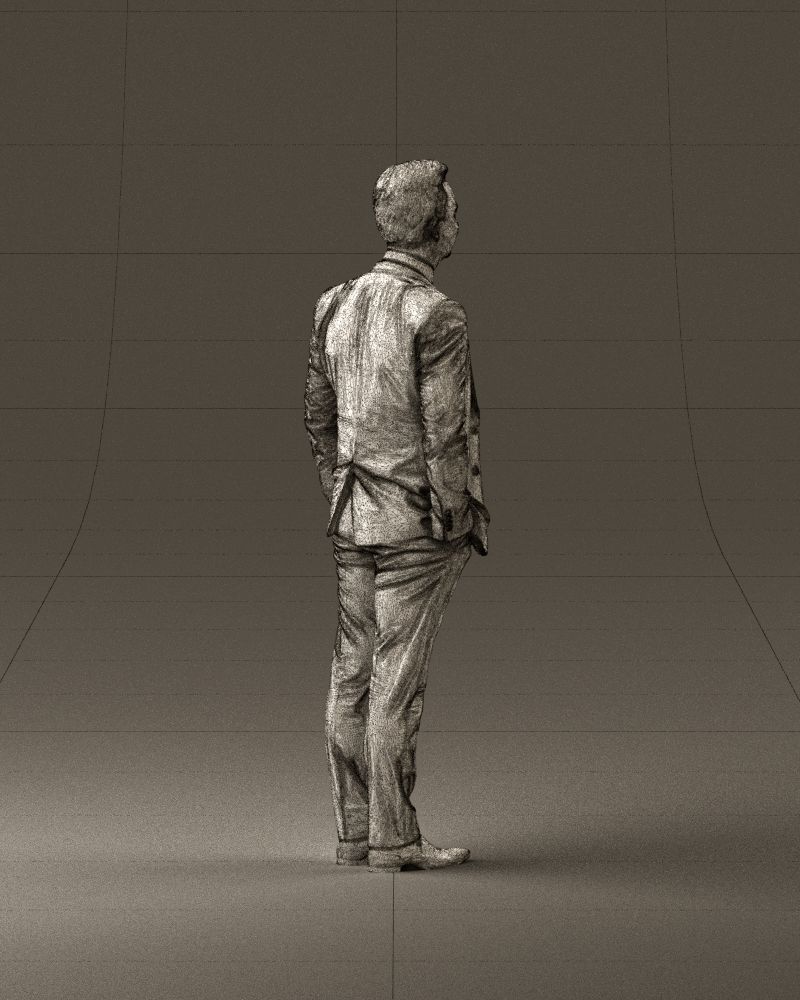 Man in black suit hair style hand in pockets 0907 3D model_29