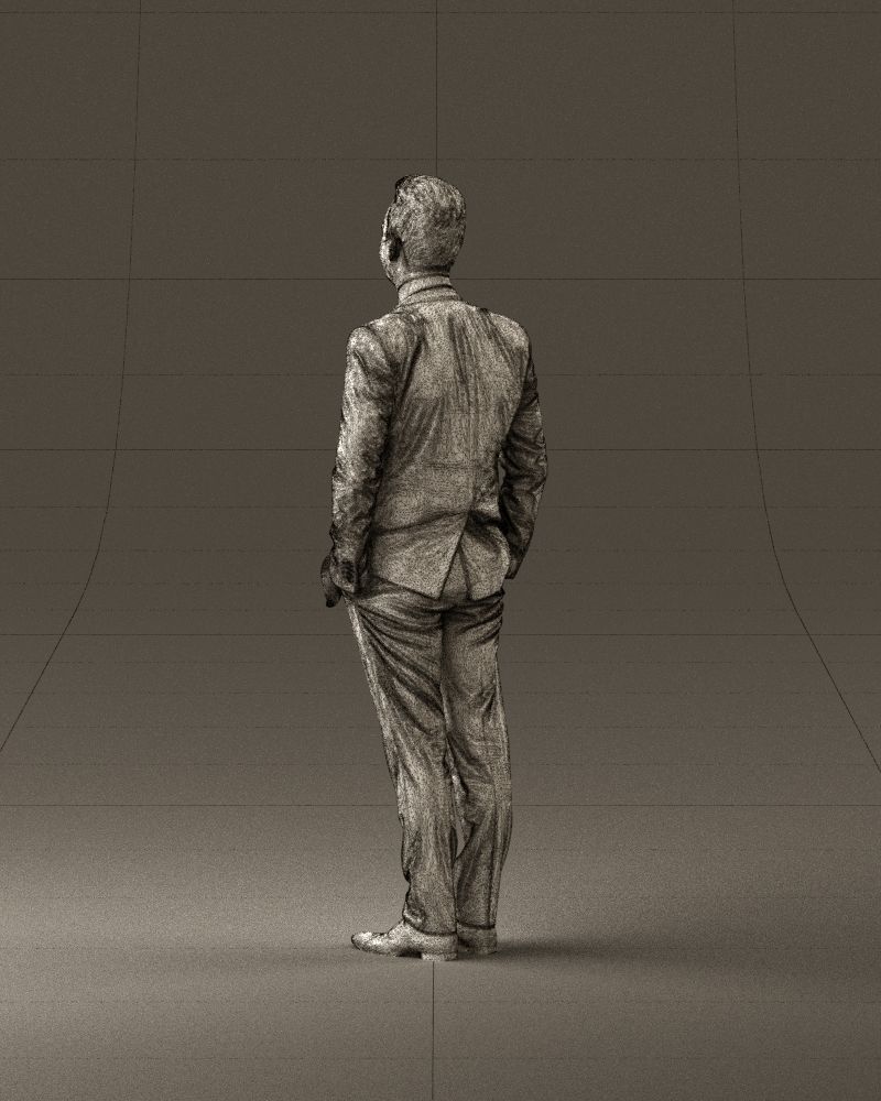 Man in black suit hair style hand in pockets 0907 3D model_31