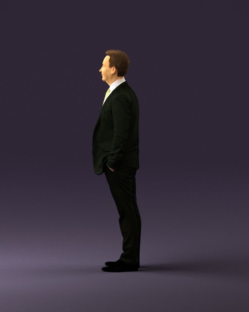 Man in black suit hair style hand in pockets 0907 3D model_8