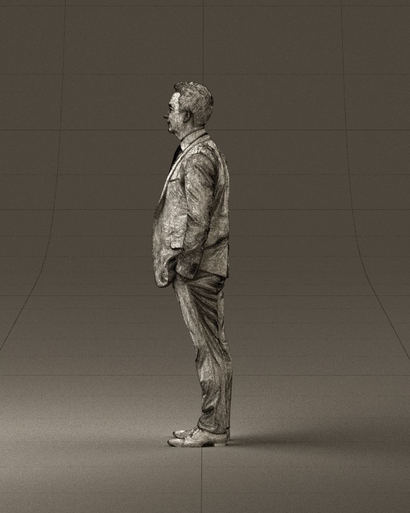 Man in black suit hair style hand in pockets 0907 3D model_32